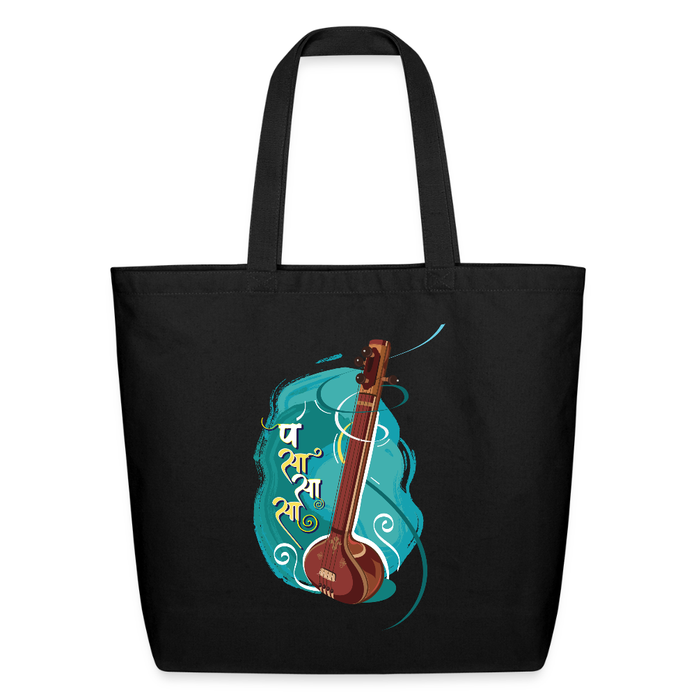 Tanpura, Strings of Happiness | Eco-Friendly Cotton Tote - black