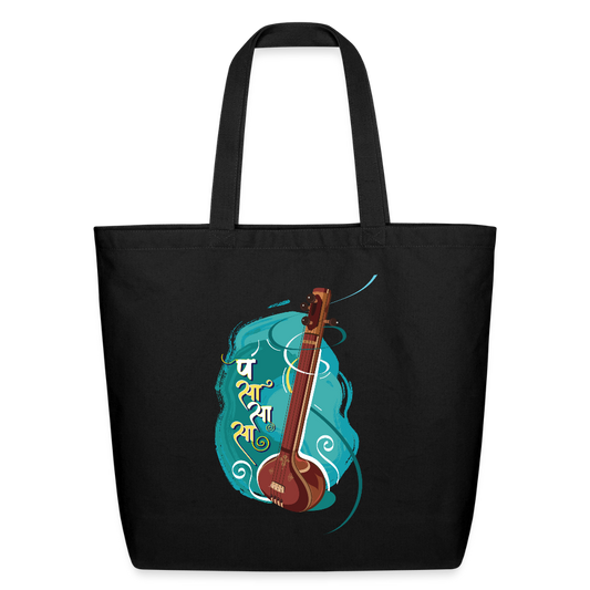 Tanpura, Strings of Happiness | Eco-Friendly Cotton Tote - black